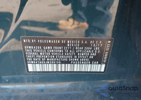 2018 Volkswagen Golf Gti 2.0T Autobahn/2.0T S/2.0T Se from USA, damaged, VIN 3VW547AU5JM266159